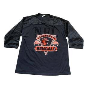 Vintage 70s Cincinnati Bengals Large Artex USA Made Black Jersey Shirt VTG